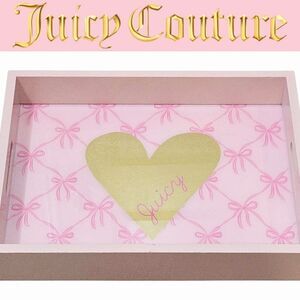 Juicy Couture Home Logo Metallic Heart & Bows Decorative  Vanity Tray